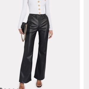 PISTOLA Stevie Faux Leather Wide-Leg Pants in Slate Black. Women’s size 31